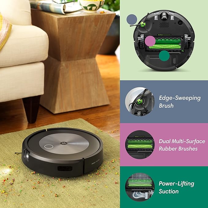 iRobot Roomba j7 (7150) Wi-Fi Connected Robot Vacuum - Identifies and avoids Obstacles Like pet Waste & Cords, Smart Mapping, Works with Alexa, Ideal for Pet Hair, Carpets, Hard Floors, Roomba J7