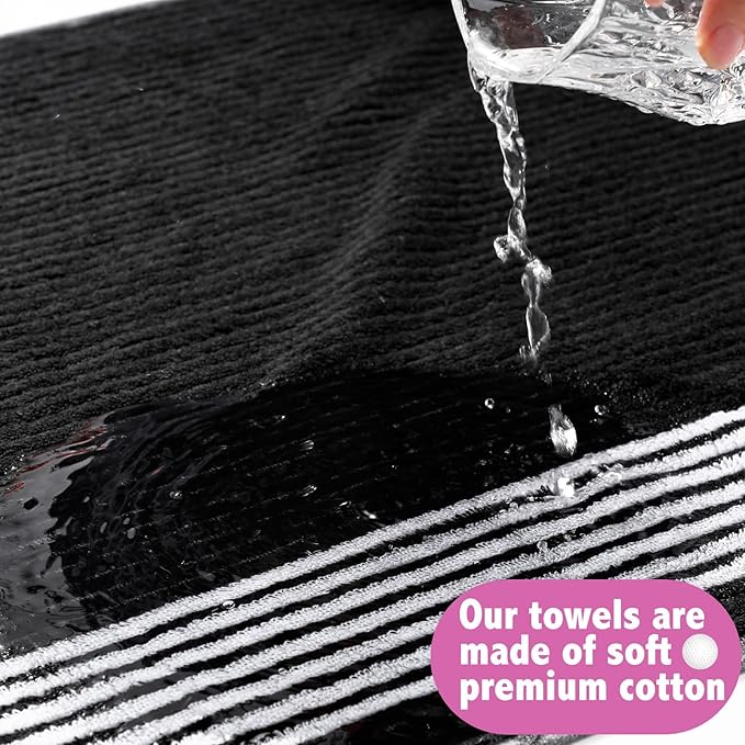 Buryeah Golf Towel 22 x 44 Inch Cotton Golf Caddy Towel Camping Large for Caddies Golfers Tour Players Club with Stripe