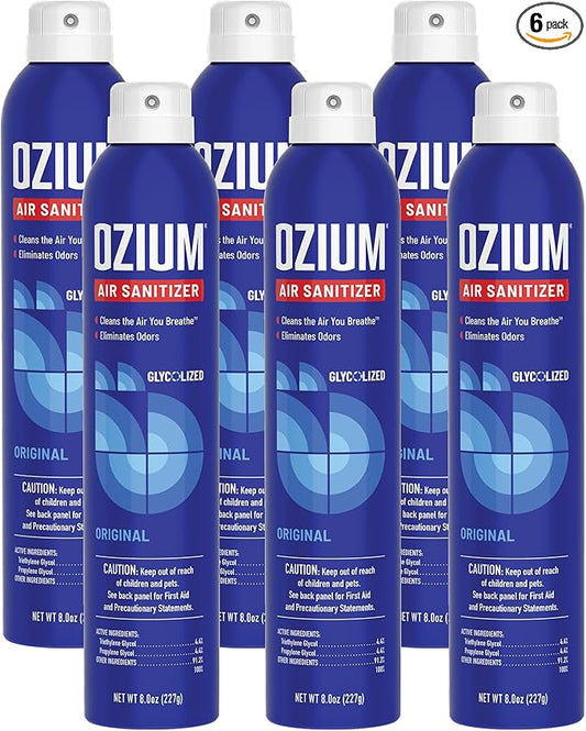 Ozium 805539-6 8 Oz. Air Sanitizer & Odor Eliminator for Homes, Cars, Offices and More - Original Scent, 6 Pack,Blue