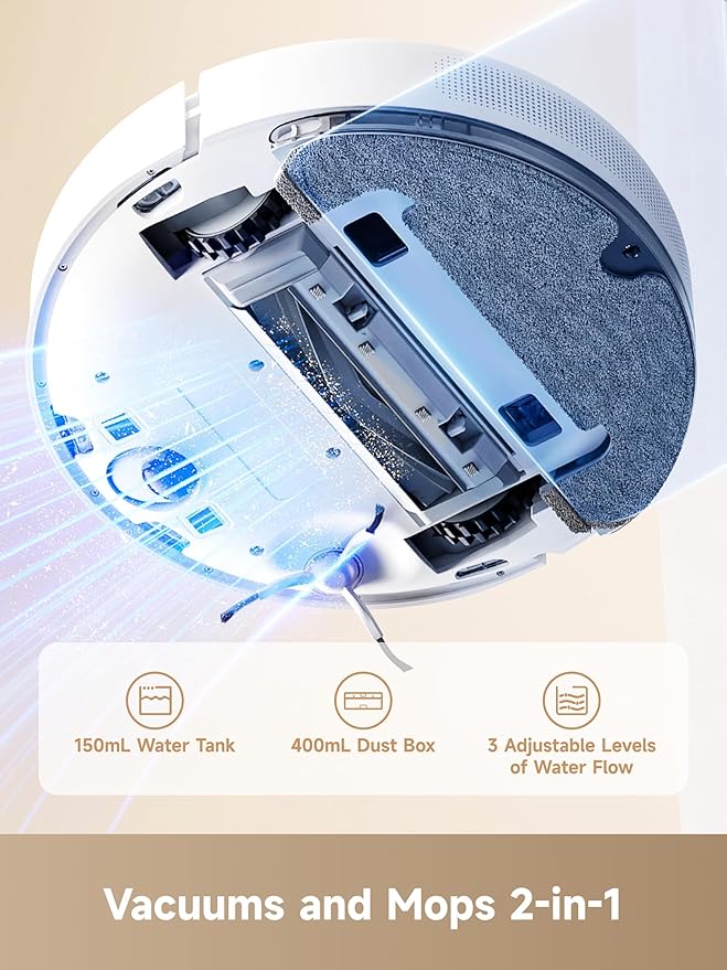 DREAME C20 Plus Robot Vacuum, 90 Days Self-Emptying Robot Vacuum and Mop Combo, 6000Pa Suction Robotic Vacuum, LiDAR Navigation, APP/Voice Control, Robot Vacuum Cleaner for Pet Hair/Carpet/Hard Floor