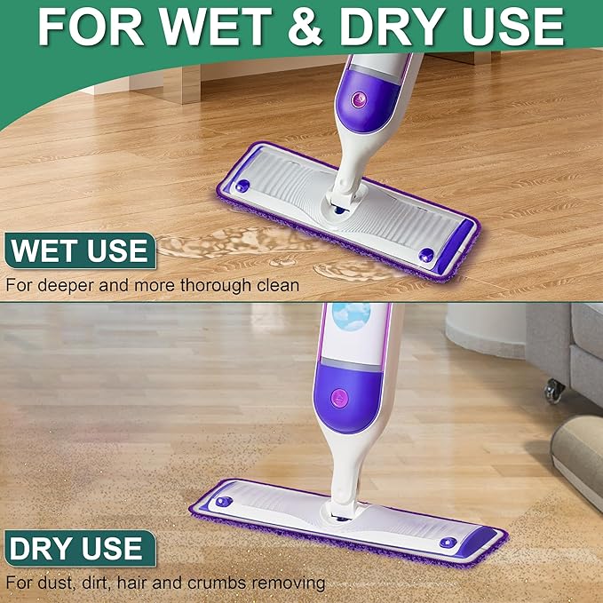 Aifacay Reusable Mop Pad for Swiffer PowerMop, 4 Pack Mop Refill Pads for Swiffer PowerMop Refills Multi-Surface Pads 15" Microfiber Spray Floor Mops Replacements Pad Washable-Purple