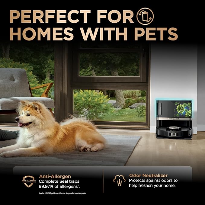 Shark Robot Vacuum & Mop Combo, PowerDetect NeverTouch Pro, Self-Emptying, Self-Refill with Self-Clean Pad Wash & Dry, 60-Day Debris Capacity, 30-Day Refill Tank, 5 Technologies, Black, AV2800ZEBK
