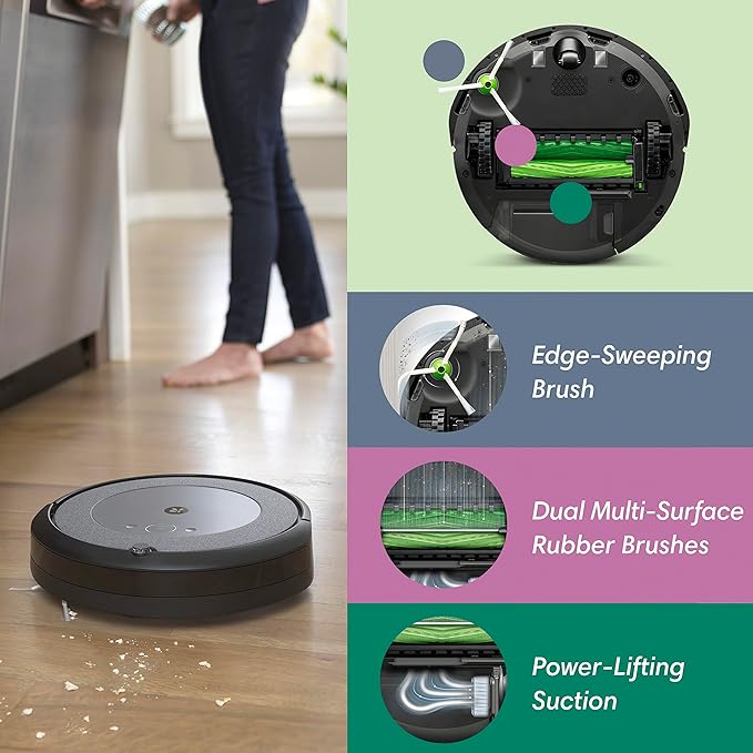 iRobot Roomba i3+ EVO (3550) Self-Emptying Robot Vacuum – Now Clean by Room with Smart Mapping, Empties Itself for Up to 60 Days, Works with Alexa, Ideal for Pet Hair, Carpets, Roomba i3+