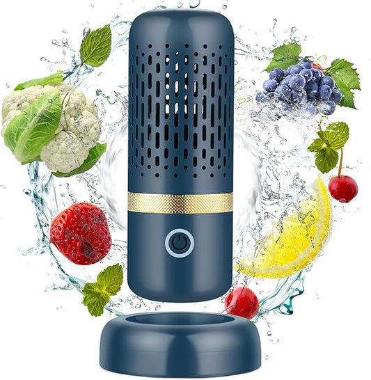 Cudinham Fruit and Vegetable Purifier Cleaner Washing Machine Upgraded Capsule Shape Disinfection OH-ion Purification Technology for Cleaning Grains Rice Meat Seafood, Blue Ocean