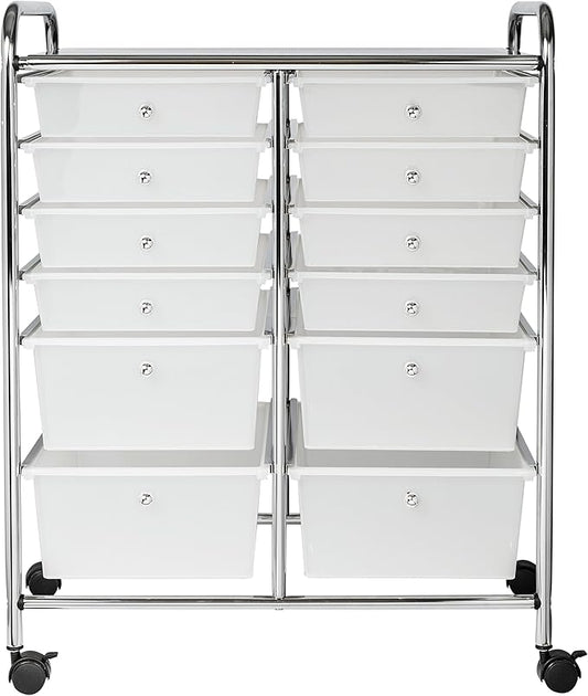 Honey-Can-Do Rolling Storage Cart and Organizer with 12 Plastic Drawers