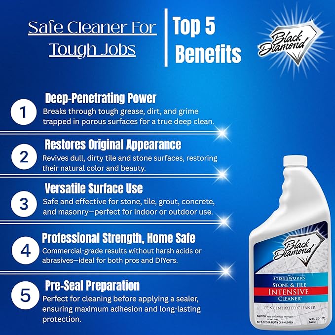 Black Diamond Stoneworks Stone & Tile Intensive Cleaner – Professional Deep Cleaner for Marble, Limestone, Travertine, Granite, Slate, Ceramic & Porcelain Tile – Acid-Free Concentrate (4-Gallons)
