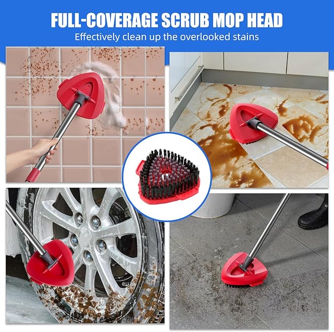 Microfiber Spin Mopping Refills Head for Oceda RinseClean 2-Tank System,1 Gray Mop Scrub Brush + 1 Mops Base + 6 Pack Easy Cleaning Mop Heads Replacements