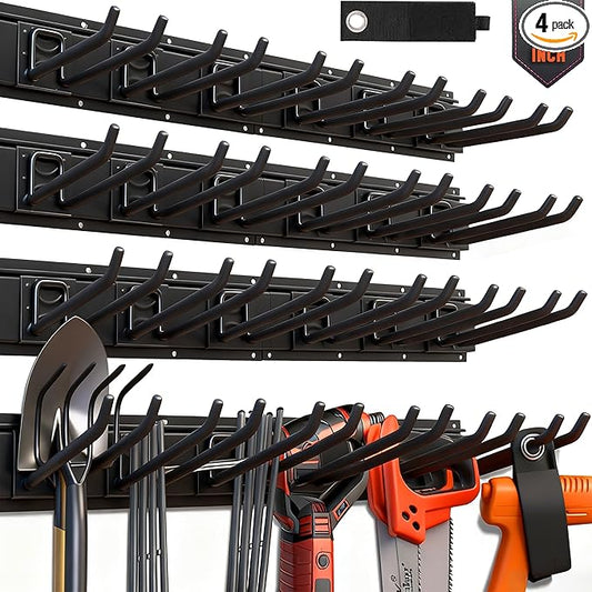 HORUSDY 64-Inch Heavy Duty Garage Organization Rack, 14 Packs Max Load 600LB, 4 Packs Rails and 9 Adjustable Hooks, Tool Organizer Rack with Heavy Double Hooks Tracks