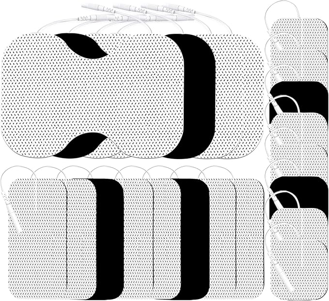 TENS Unit Electrode Pads Combination Set Multiple Sizes TENS Pads Reusable and Latex Free Pigtail Electrodes for Multiple Pain Relief Compatible with TENS 7000,AUVON,Etekcity,Nicwell Care TENS