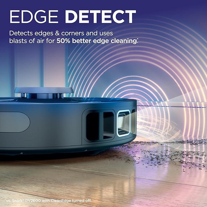 Shark PowerDetect Self-Empty Robot Vacuum with NeverStuck Technology, Auto Deep-Clean Carpets & Hardfloors, 30 Day Capacity HEPA Bagless Base, for Pet Hair, WiFi Black, AV2820S