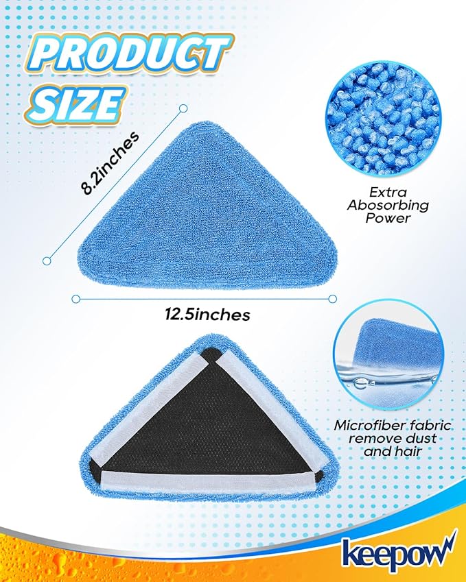 KEEPOW Steamer Mop Pad Compatible with Wagner 905e, 915e and 925e, Reusable Cleaning Replacement Pads, Washable Reusable Replacement Pads, for Hardwood Floor Cleaning, 2 Pack (Mop is Not Included)