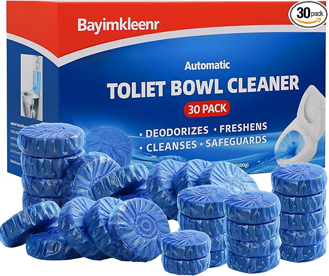 Automatic Toilet Cleaner Tablets, Septic Tank Safe, Removes Hard Water Rings and Stains, Deodorizes, Fresh Scent Toilet Tank Cleaner for Bathroom-(30 PACK)