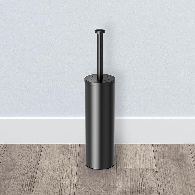 Gatco 1481MX Latitude II Round Toilet Brush and Holder, Matte Black