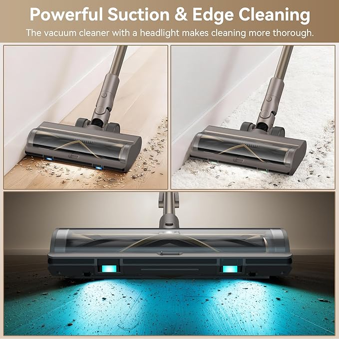 DREAME Z10-W Cordless Vacuum Cleaner with Self-Emptying Base (90 Days), Powerful Suction, Tangle-Free Brush for Pet Hair, 60min Runtime, HEPA Filtration, Cordless Stick Vacuum for Carpets & Hardfloor
