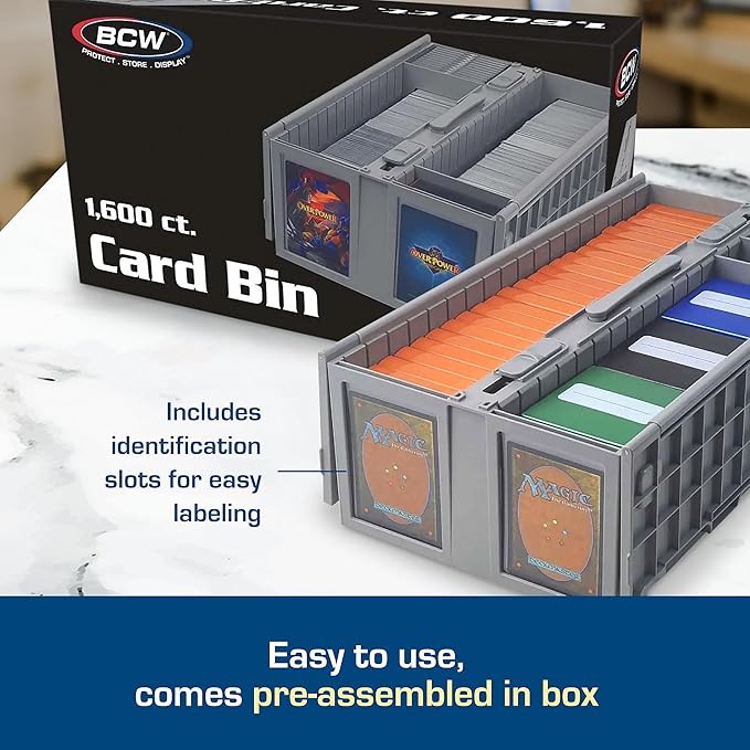 BCW Collectible Card Bin – (Single, Gray) | Holds up to 1600 Cards | Plastic Storage Box for Pokémon, MTG & Sports Cards
