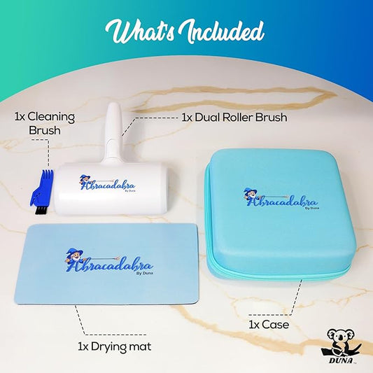 Duna Abracadabra Washable Dual Roller Pet Hair Remover – Original Size Reusable Lint Roller for Cat & Dog Hair on Furniture, Couch, Carpet, Car, Rugs & Bedding – Portable, Eco-Friendly