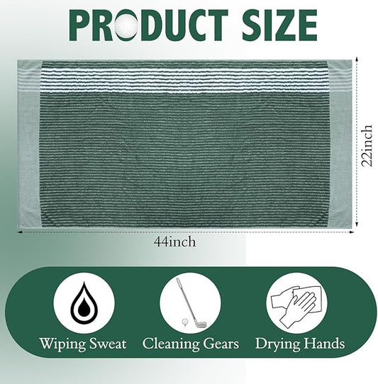 Buryeah Golf Towel 22 x 44 Inch Cotton Golf Caddy Towel Camping Large for Caddies Golfers Tour Players Club with Stripe