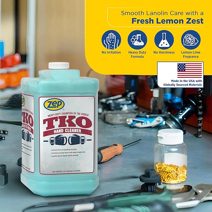 Zep Heavy-Duty TKO Hand Cleaner - 1 Gallon (Case of 4) R54824 - No Pump, Refill Only - The GO-to Industrial Hand Cleaner for Pros That Actually Works!