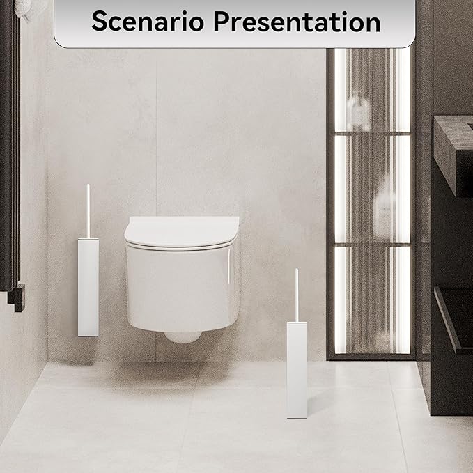 White Toilet Brush with Holder,Durable Cleaning Toilet Bowl Brushes with Holders