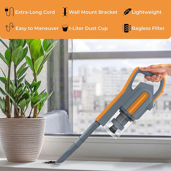 Atlas Stick Vac 3-in-1 Cyclonic Vacuum Cleaner, HEPA Filtration, 600W Motor, 1 L Dust Cup, Long Corded Stick Vacuum, for All Surfaces, SVK-160