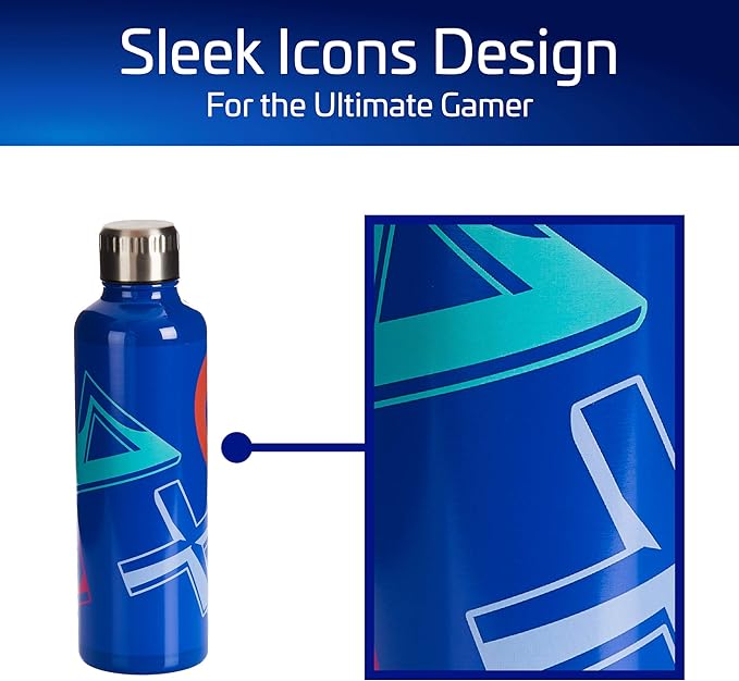 Paladone Playstation Water Bottle, Metal Sports Bottle