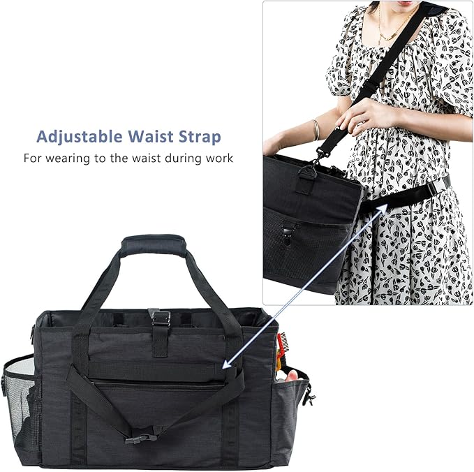 XL Professional Cleaning Caddy for Cleaning Suppliers, 17" Wearable Cleaing Bag for Housekeepers, Cleaning Organizer, Detailing Bag
