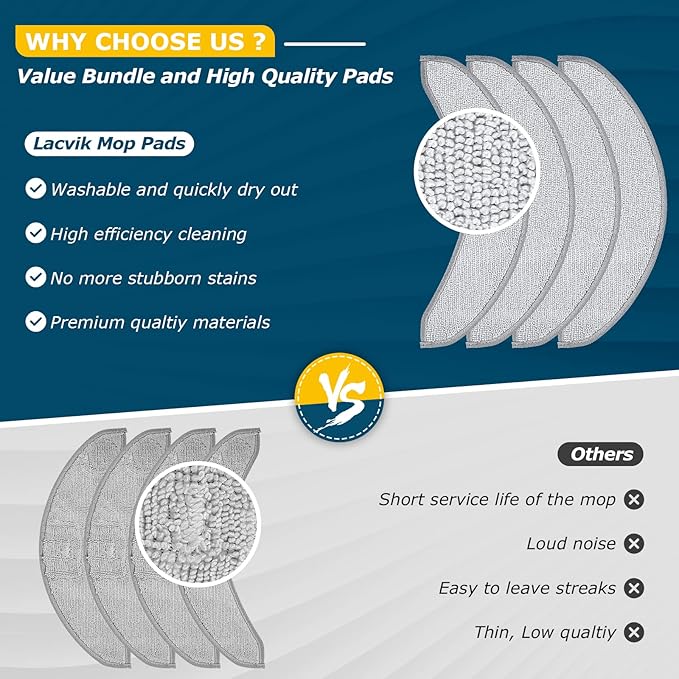4 Pack Replacement Mop Pads for i-Robot Roomba Combo j7+/ j9+ Accessories, Microfiber Washable Mopping Pad for iRobot Roomba Combo j7+/ j9+ Robot Vacuum and Mop (Not fits for Roomba j7/ j7+/ j9+)