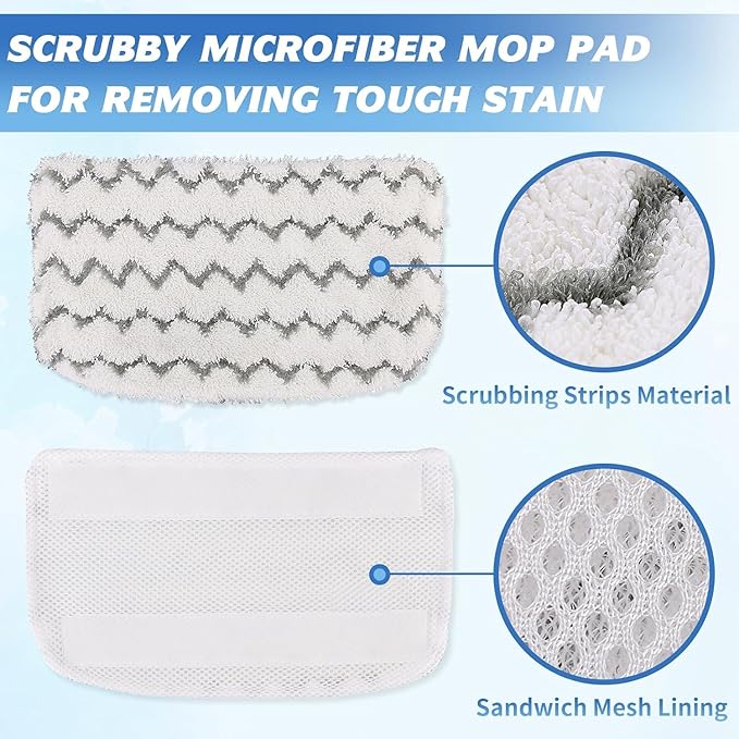 2 Pack Thickened Shark Steam Mop Replacement Pads, Durable Microfiber Mop Pads Compatible with Shark S1000/S1000A/S1000C/S1000WM/S1001C, Washable Pads for Pet Owners and Families with Kids