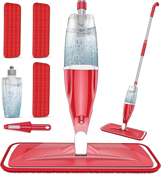 Spray Wet Mops for Hardwood Floor Cleaning: EXEGO Microfiber Dry Dust with 3 Washable Pads for Swiffer PowerMop - Flat Floor Mops with Sprayer for Wood Laminate Ceramic Tiles
