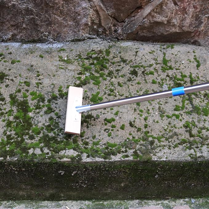 Stainless Steel Wire Scrub Brush with 63" Long Handle, 2PCS 12" Brush Heads, Heavy Duty Large Wire Brush, Stiff Metal Bristle Floor Scrubber, Patio Floor Cleaning, Wire Broom for Concrete, Deck, Moss