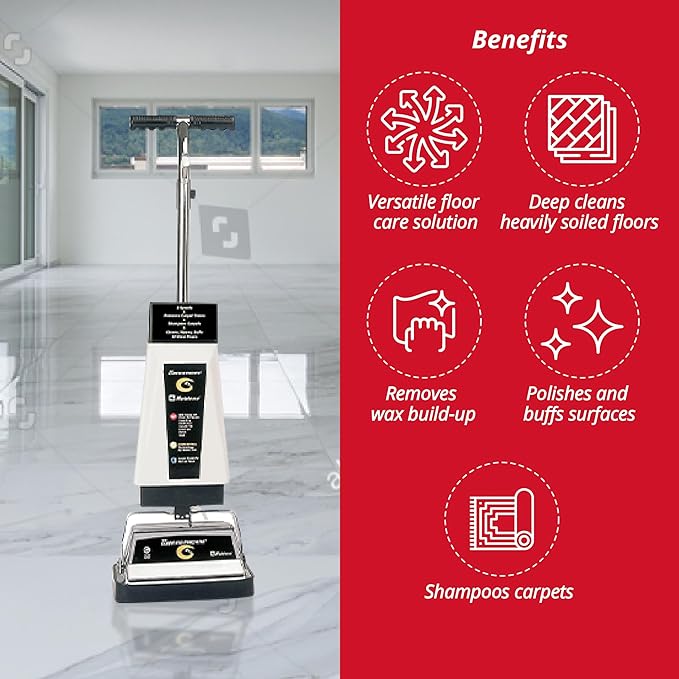 Koblenz Carpet Shampooer and Floor Polisher, 12" Carpet Cleaner with Scrubbing Brushes and Polishing Pads, 144 Ounce Tank, White/Black (P 2600A)