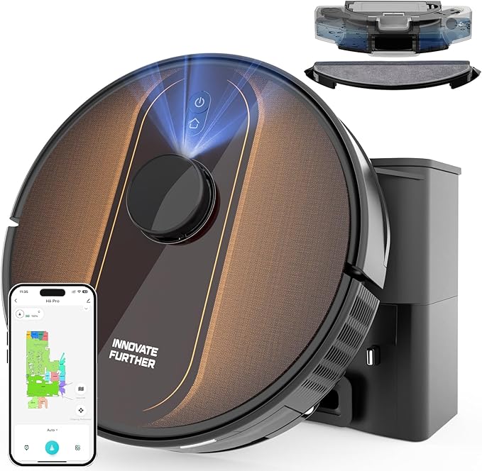 Robot Vacuum and Mop with Mapping: 6000Pa Self Emptying Robotic Vacuum with LIDAR Navigation,3-in-1 Robot Vacuum for 90 Days Hands-Free Cleaning, Alexa/APP Control Ideal for Pet Hair Hard Floor Carpet
