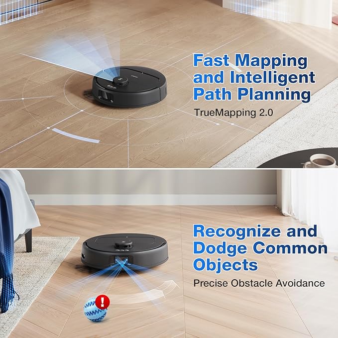 ECOVACS DEEBOT N30 PRO OMNI Robot Vacuum and Mop, 10000Pa Suction, TruEdge Adaptive Edge Mopping, ZeroTangle 2.0 Technology,140℉ Hot Water Mop Washing, Hot Air-Drying, Self-Emptying, Auto-lift Mopping
