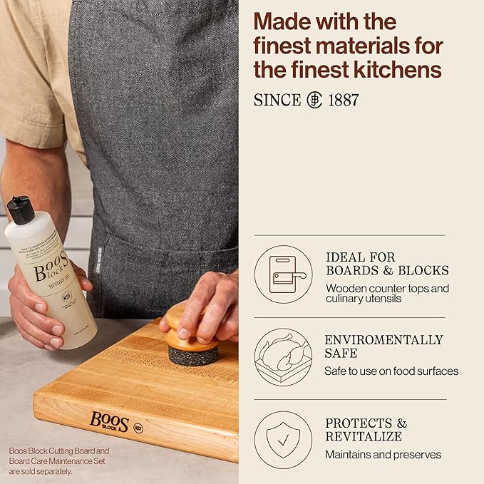 John Boos 3-Piece Care Set, 16 oz Mystery Oil, 5 oz Board Cream & Round Applicator - All-Natural Maintenance Formula for Butcher Blocks, Cutting Boards, Wooden Countertops & Wood Utensils