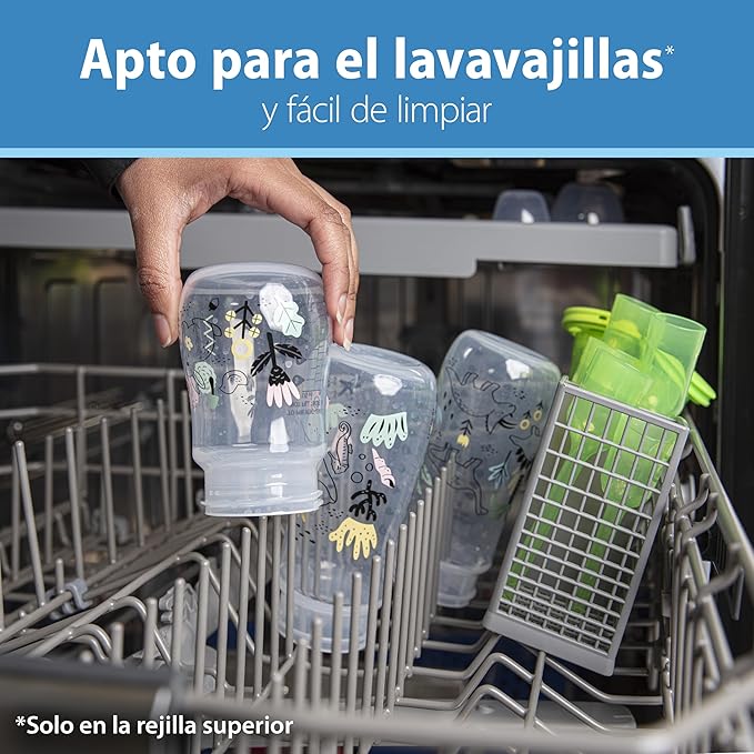 Dr. Brown's Anti-Colic Options + Wide-Neck Baby Bottle Designer Edition Dino Decos, 9oz/270mL, Level 1 Slow Flow Nipple, BPA-Free, 0m+, 2-Pack