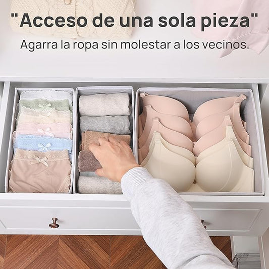 Vtopmart 6 Pack Drawer Organizer for Clothes, Dresser Drawer Organizer Bins, Foldable Fabric Closet Drawer Dividers, Underwear Storage Organizers for Baby Clothes, Bra, Socks, Ties, Scarf