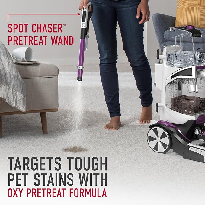 Hoover SmartWash Pet Automatic Carpet Cleaner with Spot Chaser Stain Remover Wand, FH53000PC + Hoover Oxy Deep Cleaning Carpet Shampoo, Concentrated Machine Cleaner Solution, 116 oz Formula, AH31936