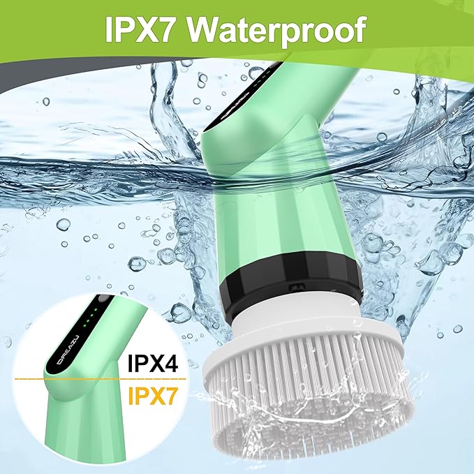 G2-Electric Spin Scrubber - IPX7 Waterproof 10-in-1 Shower Cleaner Brush, Retractable Handle & 2-Speed for Bathroom, Bathtub, Kitchen, Tile Floors