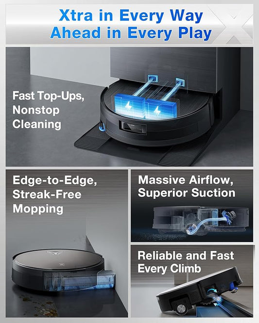 ECOVACS DEEBOT X11 PRO Omni Robot Vacuum and Mop, 19,500Pa Blast Suction, Instant Self-Cleaning Roller Mop, Zero-Tangle, Auto-Lift Mop for Carpet & Spill Protection, GaN Fast Charging for Large Homes