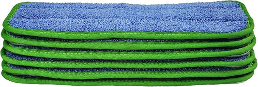 CleanAide All-Purpose Microfiber Twist Yarn Mop Pads for Dust, Dirt & Pet Hair, Hook & Loop Backing, Machine Washable & Reusable, Home & Commercial Cleaning, 10-Inch, 6-Pack, Green