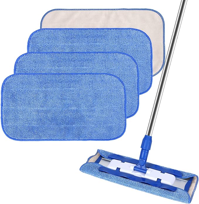Microfiber Cleaning Cloth Compatible with MR SIGA Professional Microfiber Mop - Professional Reusable Flat Mop Refills - Mop Pads Replacement for Hardwood Cleaning (4 Pack)