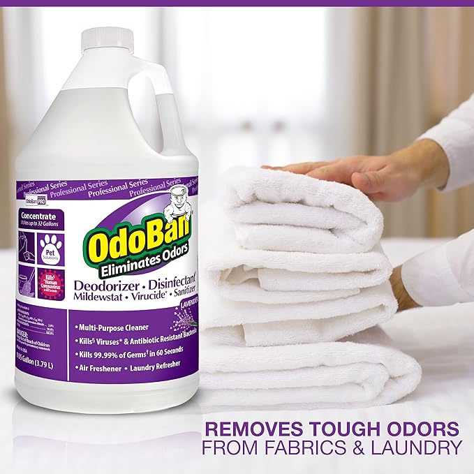 OdoBan Professional Disinfectant and smell Eliminator Concentrate, 6-Pack, 1 Gallon Each, Lavender Scent