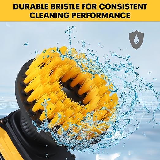 4 Packs Replacement Brush Heads for Mellif Spin Scrubber, 2-Pack 4.5’’ & 2-Pack 5.6’’ Hard Bristle Brush, Multi-Surface Cleaning, Easy Installation