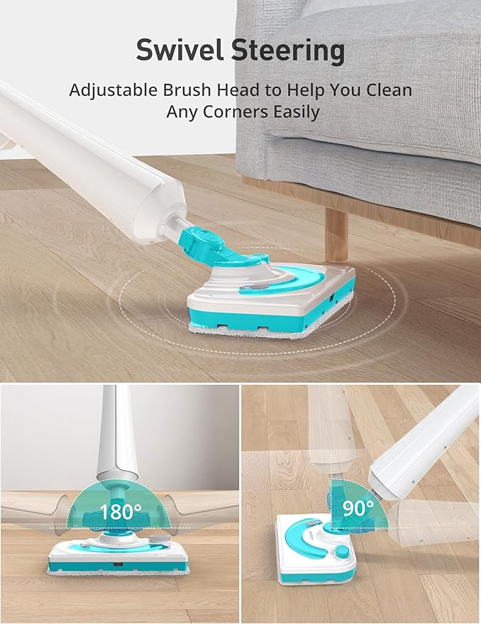 Professional Steam Mop Cleaner, 1300W Floor Steamer with Detergent Chamber, 25S Heat Up, Lightweight Steamer for Cleaning with 2 Washable Pads, Safe for Tiles, Upholstery, Carpet, Hardwood, Teal
