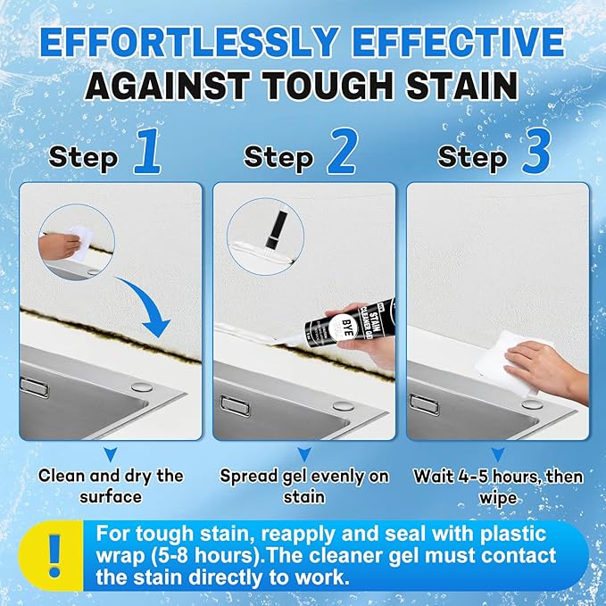 10 Oz Black Stain Cleaner Gel Home Cleaner for Washing Machine Seal Shower Bathroom Grout Sinks Caulk Cleaner Stain Heavy Duty Gel with Brush (2 Pack 5 Oz)