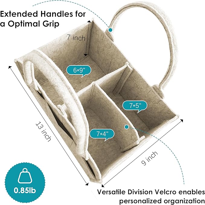 Cute Castle 2 Pack Diaper Caddy Organizer - Portable Baby Caddy Organizer with Handle, Nursery Storage Bin and Car Organizer for Girls, Boys - Baby Gift Basket - Oatmeal