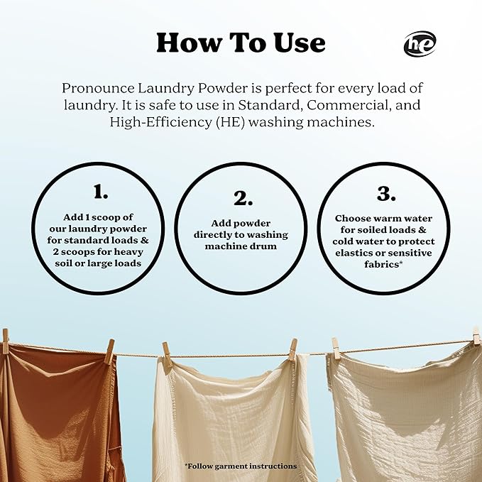 Pronounce Laundry Detergent Powder Alternative | Cleaner Ingredients. Safer for Sensitive Skin. Stain + Smell Fighting. Fragrance Free, HE Safe - 120 Loads (Unscented).