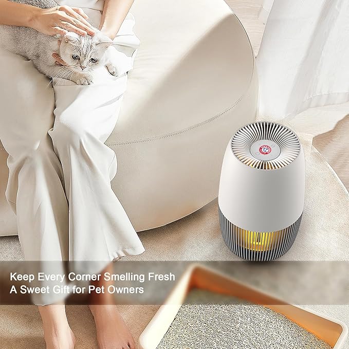 Air Purifiers for Home with Night Light, HEPA Filter Captures 99.97% of Smoke, Pollen, Pet Dander & Odors, Quiet for Bedroom, Office, Home, Pearl White