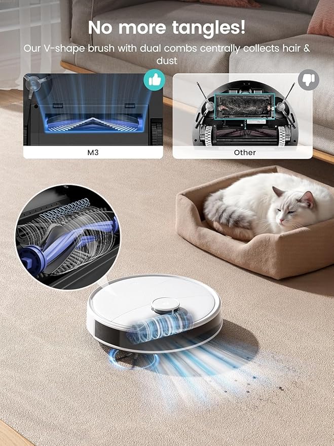 Lefant LiDAR Robot Vacuum and Mop, 15000Pa Suction, 90-Day Self-Emptying, Obstacle Avoidance, Auto Mop Washing&Drying, All-in-One for Pet Hair Carpet, 5G WiFi Alexa/APP/iWatch Control, M3