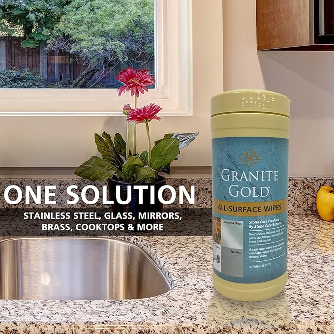 Granite Gold All-Surface Cleaner Household Cleaning For Stainless Steel, Glass, Quartz, Marble Surfaces, 40 Count